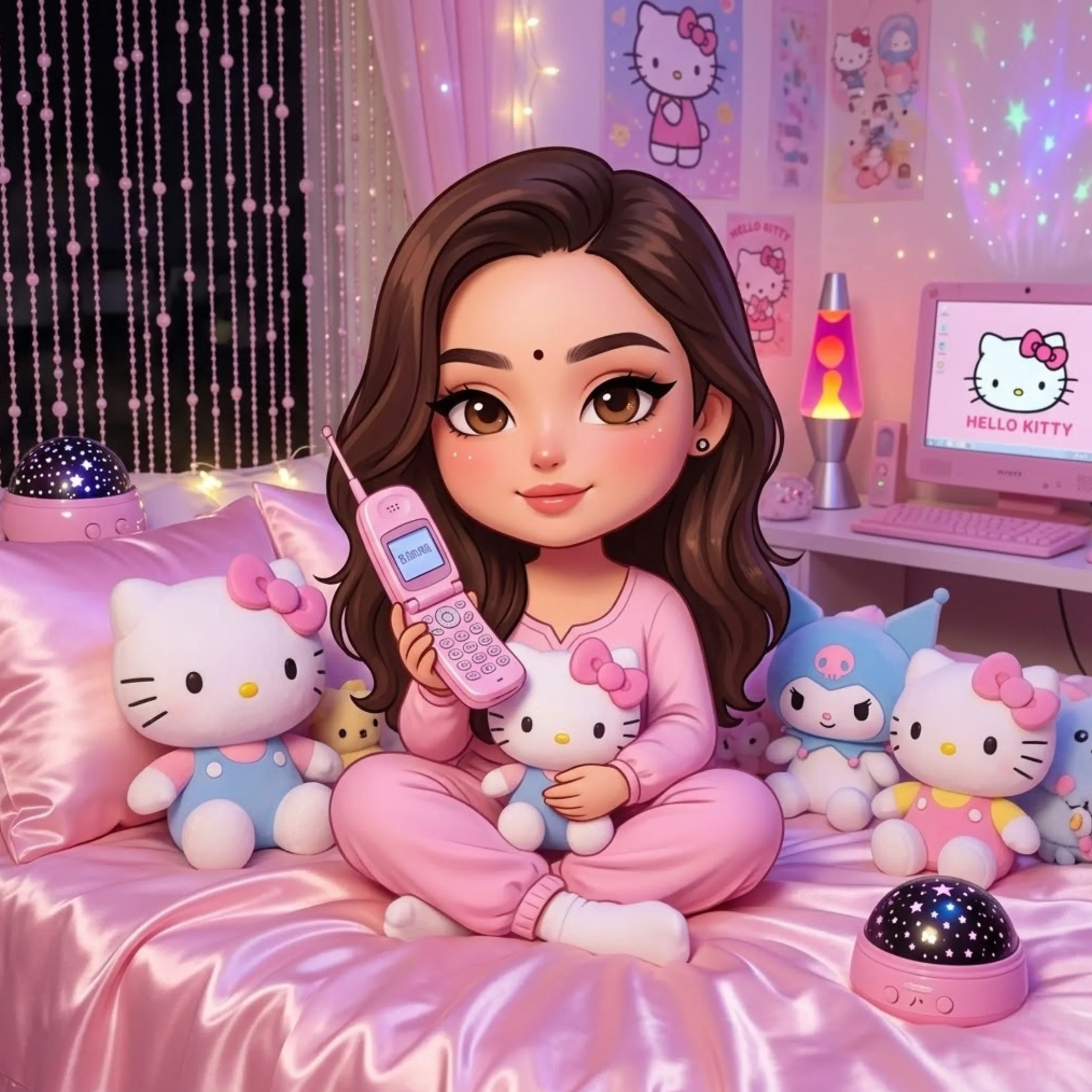 Hello Kitty Y2K Bedroom AI prompt example